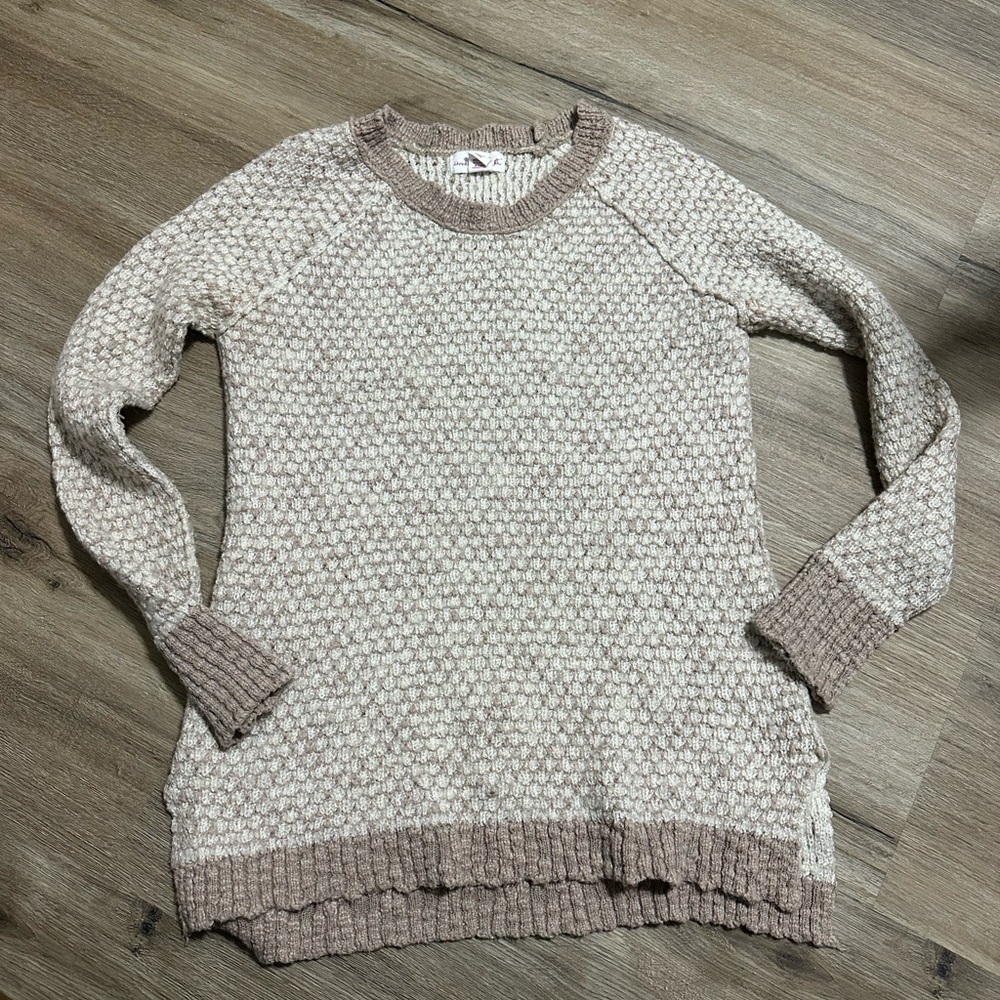 Shrinking Violet Cream and Tan Knit Sweater